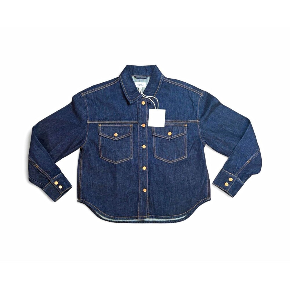PISTOLA Thea Shrunken Denim Shacket NWT Indigo Raw Blue Shirt Jacket Size XS